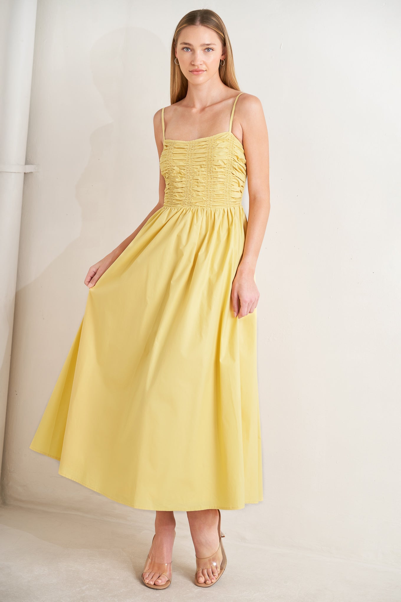 LEMON KISS WOVEN MIDI DRESS