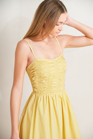 LEMON KISS WOVEN MIDI DRESS