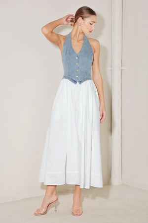 CITY TO COAST WOVEN MIDI DRESS