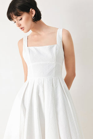 Echo in White Woven Midi Dress