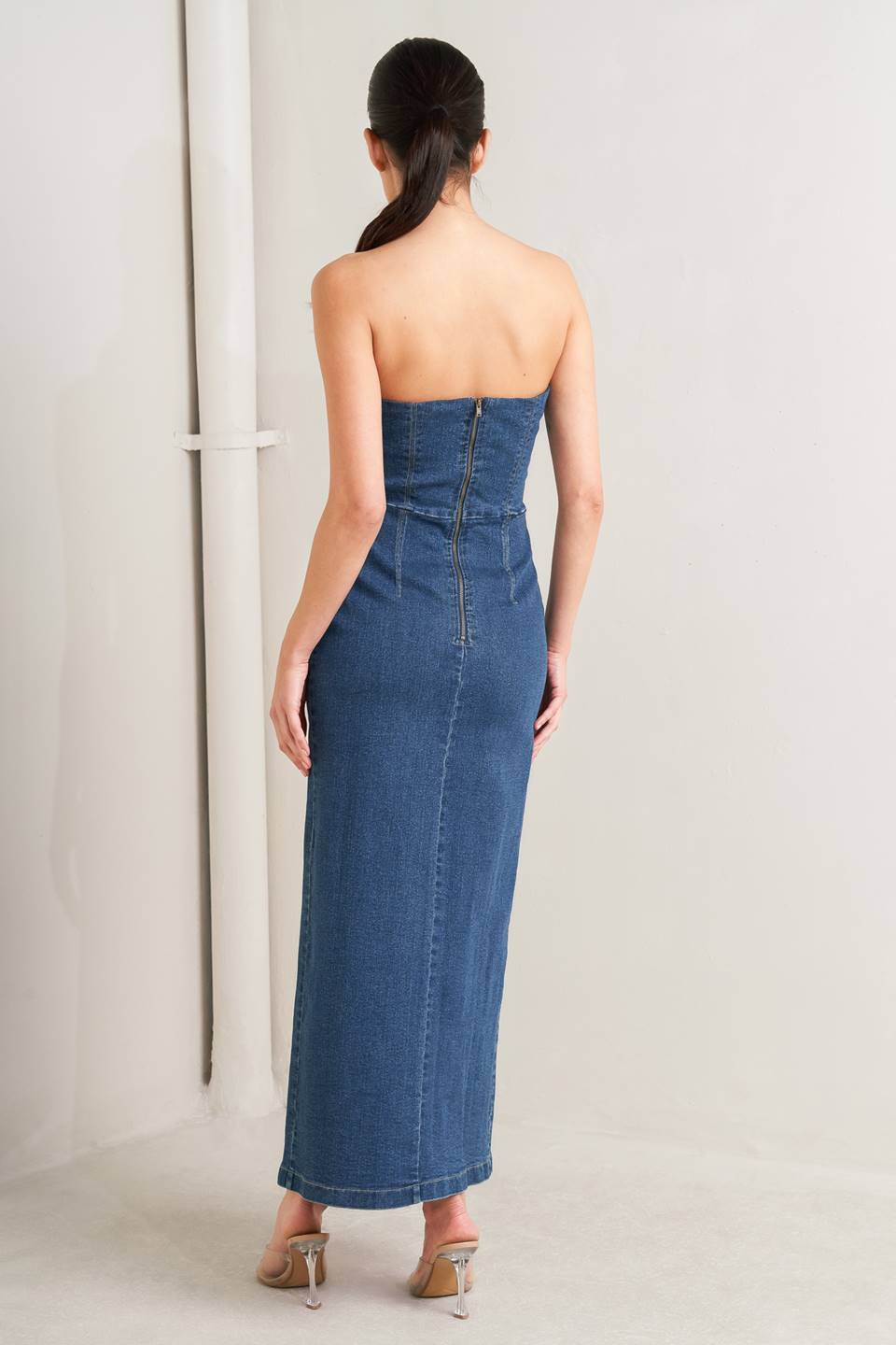 casual denim midi dress RAW ECHO DENIM MIDI DRESS l FREEMARKET DENIM / M