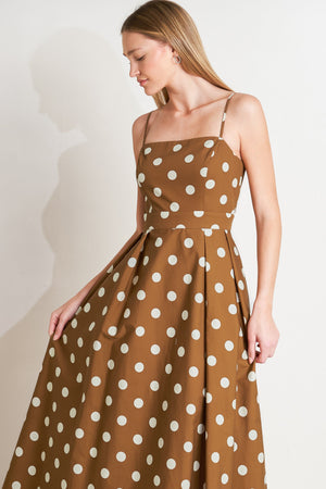 ESPRESSO DOT DREAM WOVEN MIDI DRESS