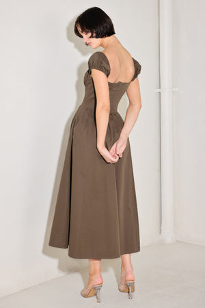 MOCHA MUSE MOMENT WOVEN MIDI DRESS