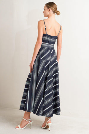 Sweet Escape Stripe Woven Midi Dress - Navy or Tomato Red