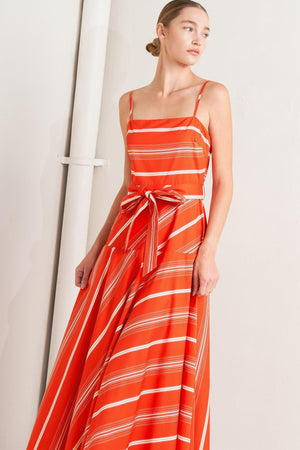 Sweet Escape Stripe Woven Midi Dress - Navy or Tomato Red