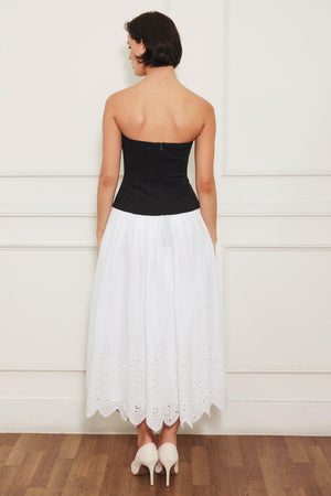 SOFT SPOKEN BEAUTY KNIT WOVEN MIDI DRESS