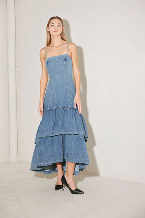 Runway Rebel Denim Midi Dress
