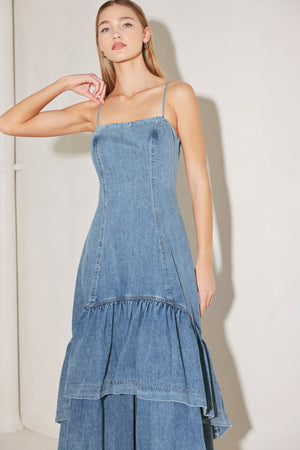 Runway Rebel Denim Midi Dress