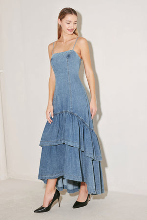 Runway Rebel Denim Midi Dress