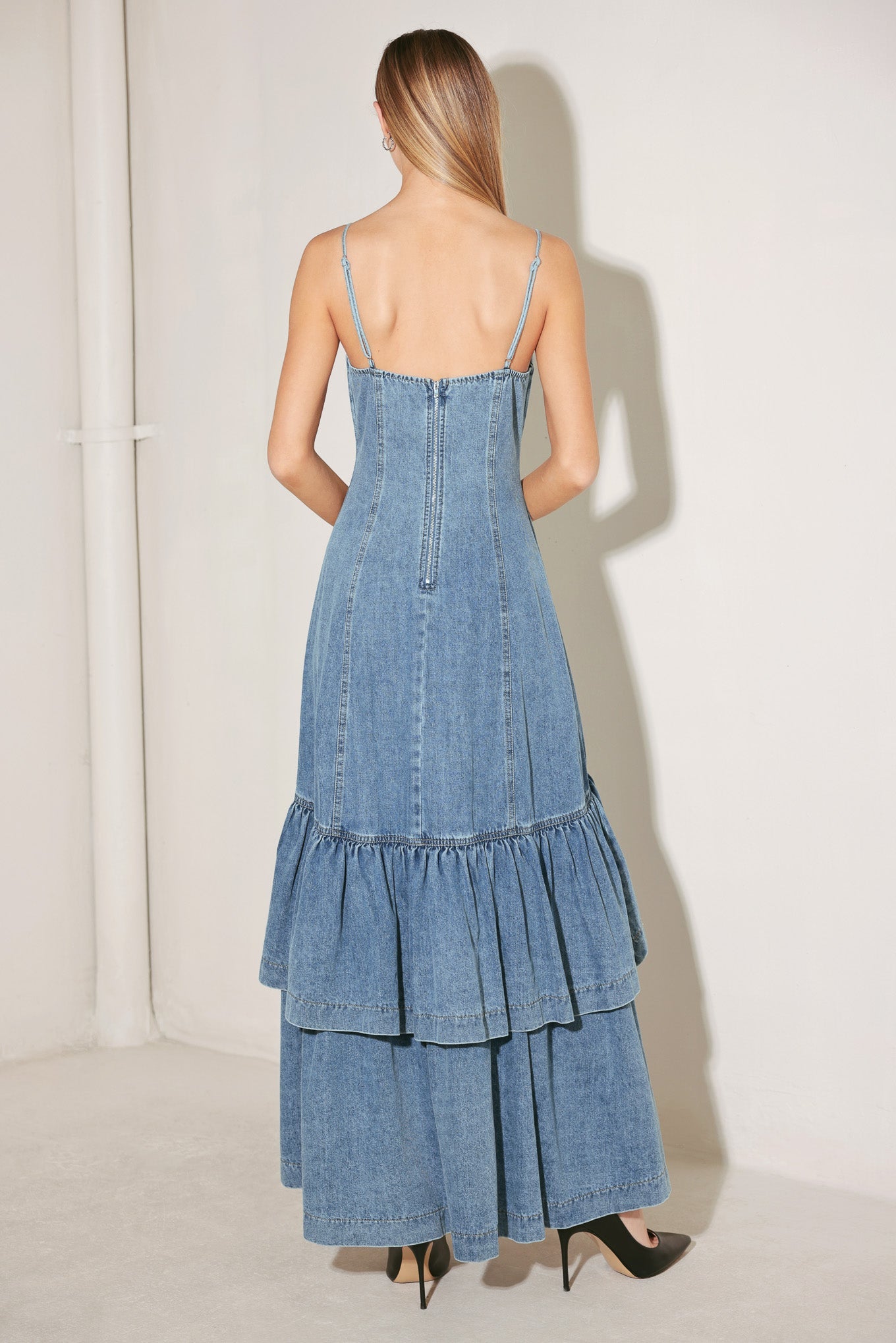 Runway Rebel Denim Midi Dress