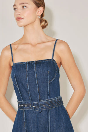 UNDERSTATED ICON DENIM MIDI DRESS