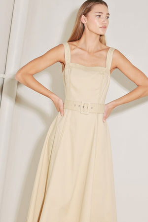 Elevated Neutral Woven Midi Dress