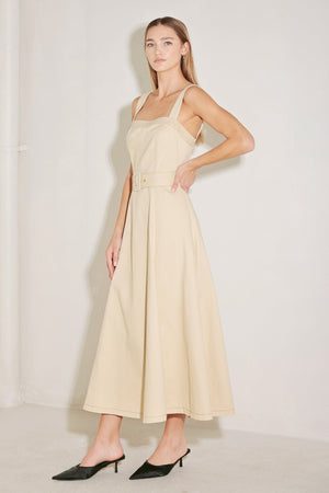 Elevated Neutral Woven Midi Dress