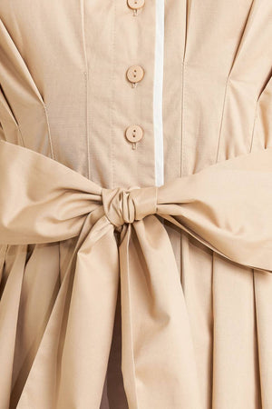 CATCH YOU LATER KHAKI WOVEN MIDI DRESS