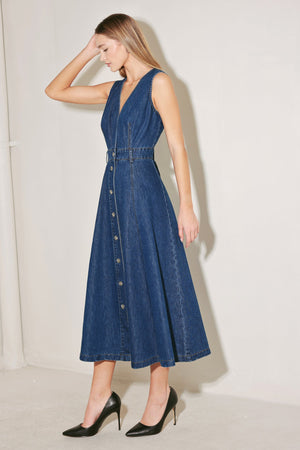 Paris in Denim Midi Dress
