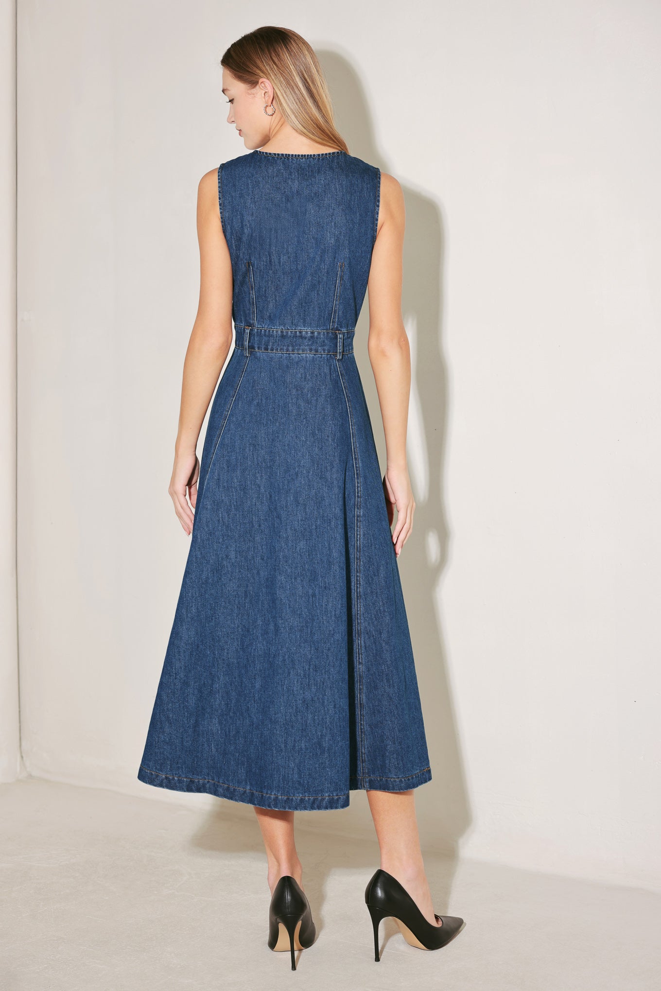 Paris in Denim Midi Dress