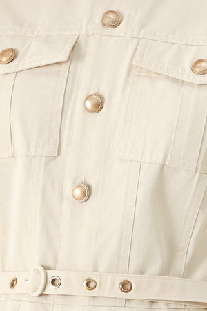 Neutral Command Woven Shirt Dress