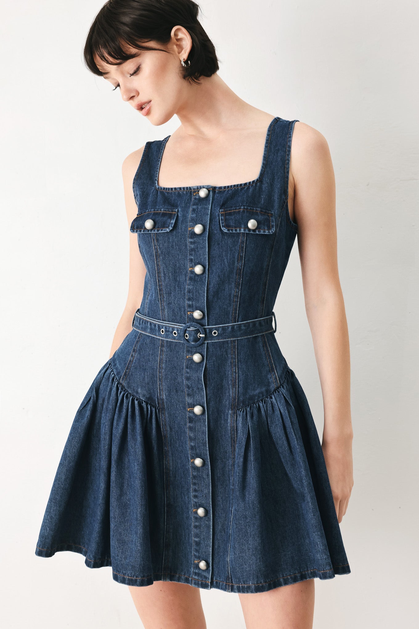 BABY BLUE LOVE DENIM MINI DRESS