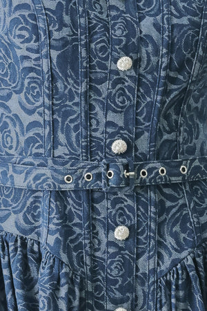 Midnight Garden Denim Midi Dress