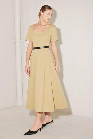 WARM STONE EDIT WOVEN MIDI DRESS