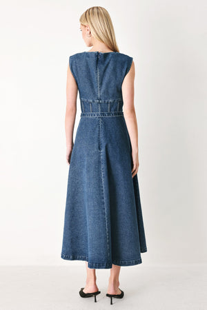 QUIET MUSE DENIM MIDI DRESS