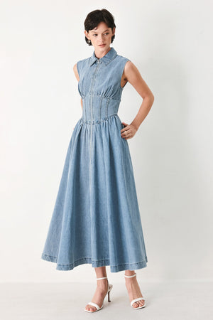 SUNDAY STROLL DENIM MIDI DRESS