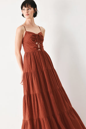 Terracotta Sunset Woven Maxi Dress