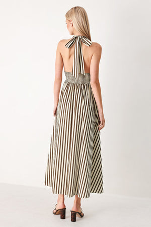 VACATION LINE STRIP WOVEN MIDI DRESS