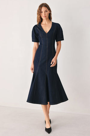 AFTER DARK DENIM MIDI DRESS