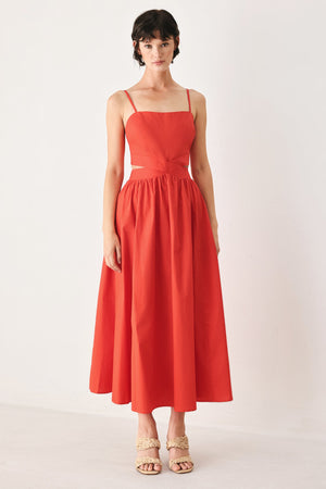 THE RIVIERA NIGHTS WOVEN MIDI DRESS