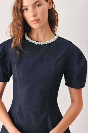SWEET INDIGO DENIM MINI DRESS