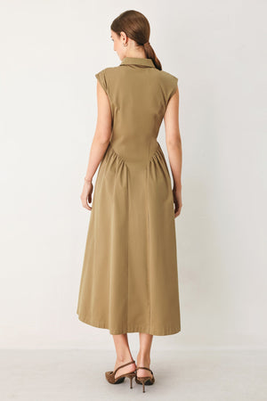 MOCHA MUSE WOVEN MIDI DRESS