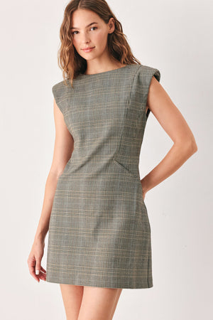 ACADEMY CHIC WOVEN PLAID MINI DRESS