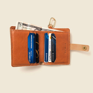 Wallet with Snap and Key Ring - Natural