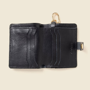 Wallet with Snap and Key Ring - Black