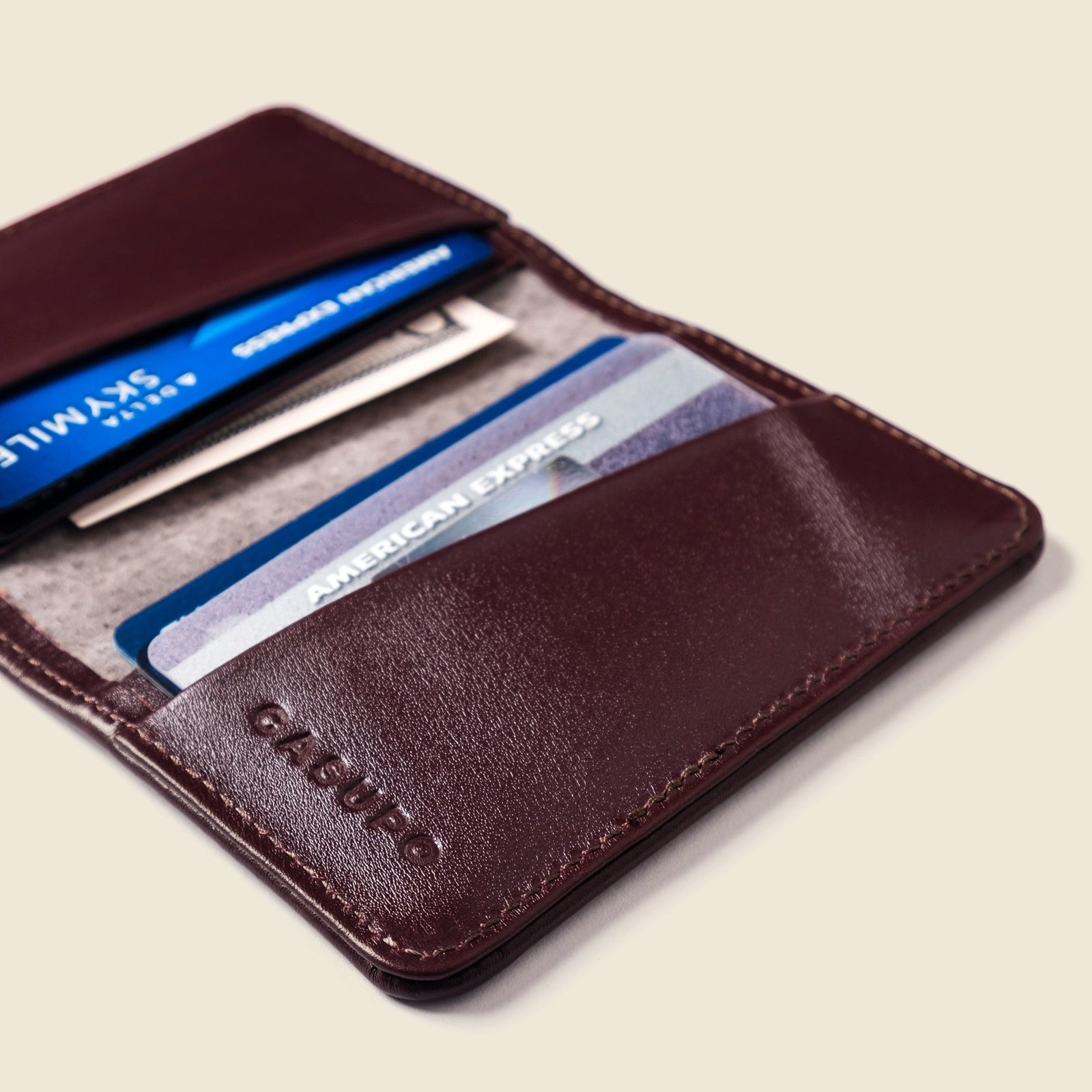 Compact Bifold Wallet with RFID Protection - Burgundy