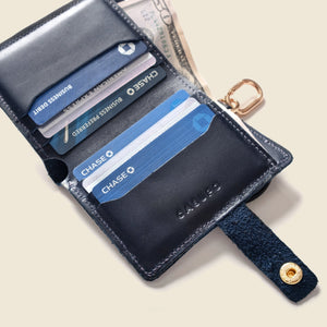 Wallet with Snap and Key Ring - Navy
