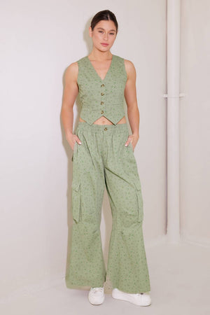 DRIFTING CURRENTS OLIVE WOVEN VEST