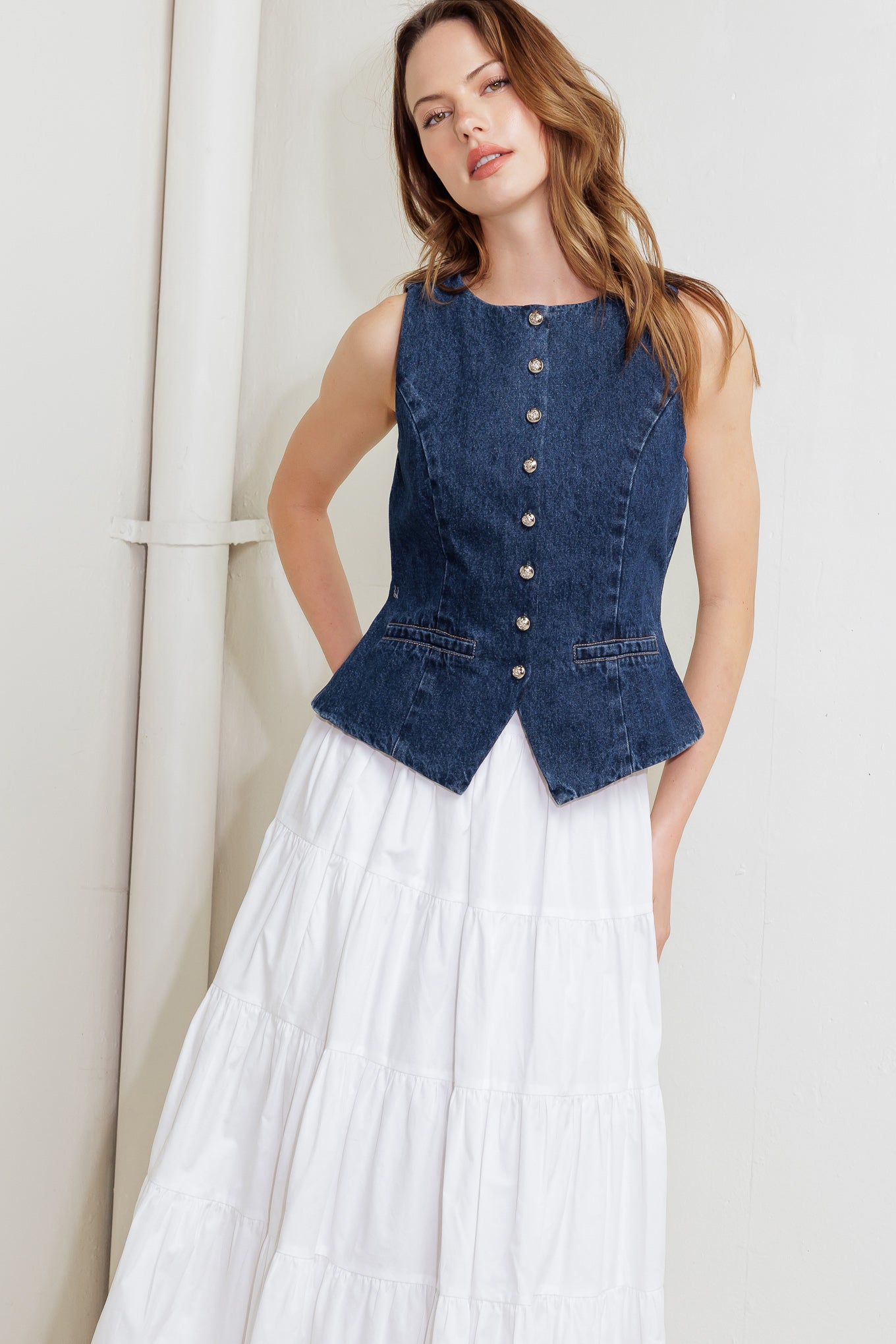 COFFEE PETAL DENIM VEST