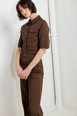 EFFORTLESS EDGE BROWN TWILL JACKET