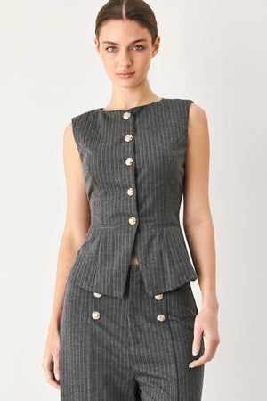 MODERN PINSTRIPE WOVEN VEST