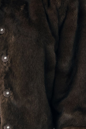 COCOON CHARM BROWN FAUX FUR CROPPED JACKET