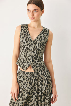 LEOPARD LUXE WOVEN VEST