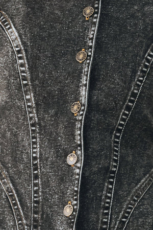 DOWNTOWN EDGE ACID WASH PEPLUM JACKET