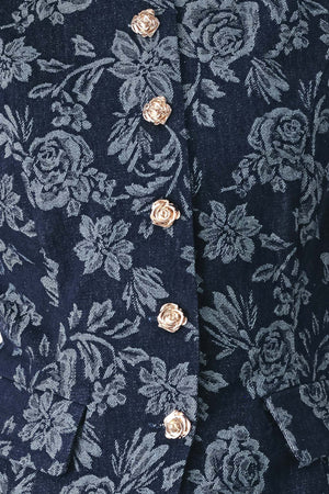 MIDNIGHT ROSE JACQUARD DENIM VEST