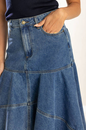 UNDER THE HISBISCUS DENIM SKIRT