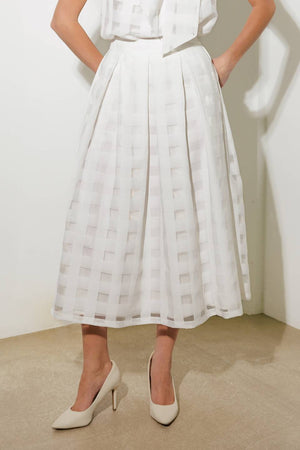 LIVE FOR US WHITE ORGANZA MIDI SKIRT
