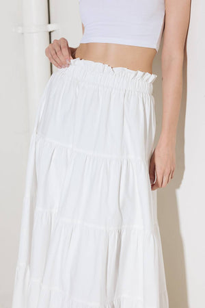 SLOW DOWN IN WHITE WOVEN MAXI SKIRT