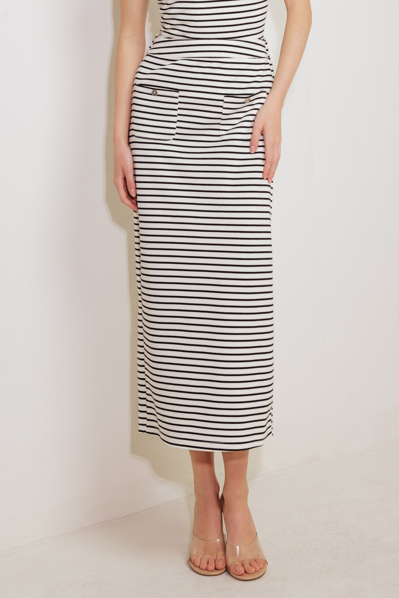 WINDING PATH STRIPED WOVEN SKIRT