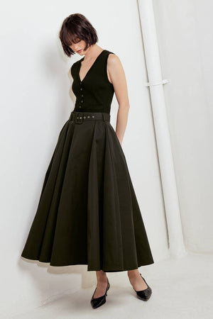 ROUGE ALLURE WOVEN FULL MIDI SKIRT